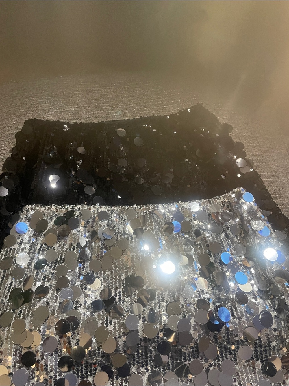 Black and Silver Sequin Mini Skirt